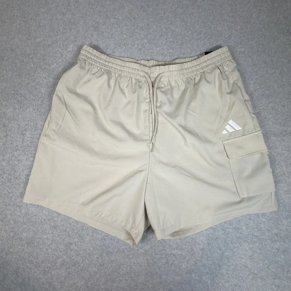 Adidas Cargo Shorts Mens XL Sandstone/White Logo 5